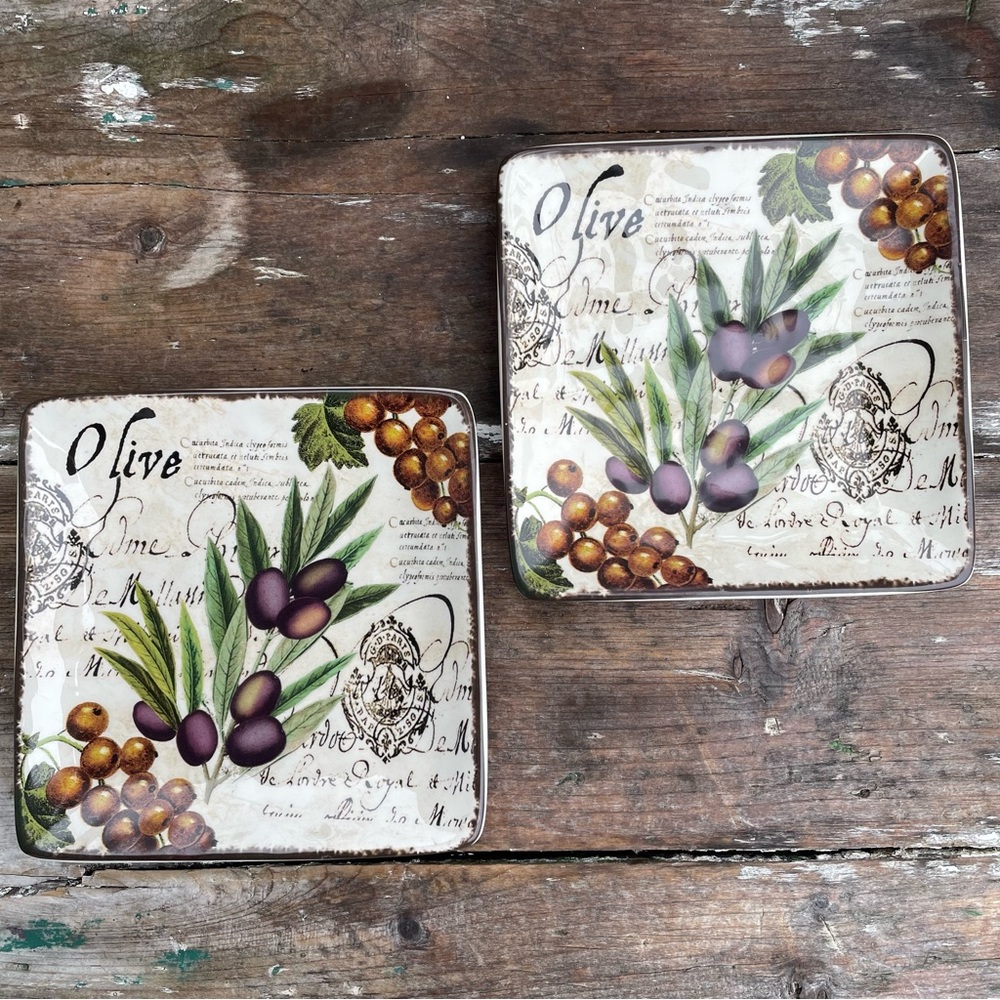 Olive Branch ceramic appetizer plates - Picture 2 of 5